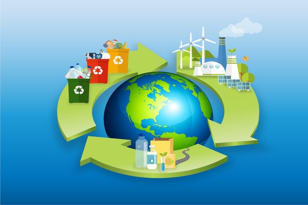 Circular economy. product is recycled. management concept. vector